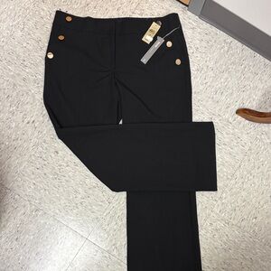 Black Dress Pants with Gold Button Accents